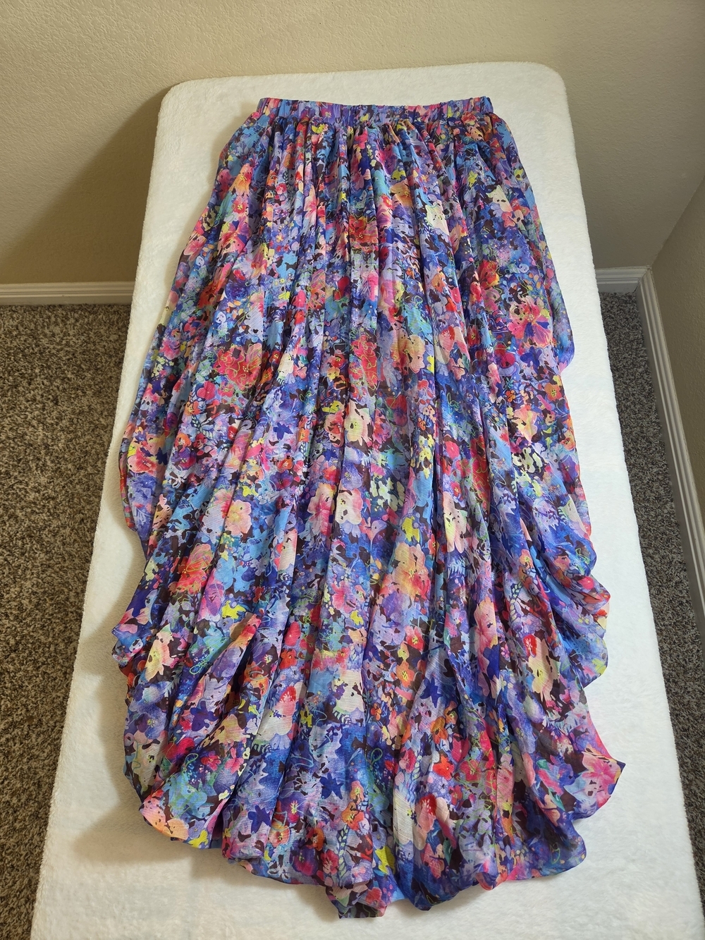 Urban Revivo Purple Floral High Low Ruffle Maxi Skirt Size M/L - Picture 11 of 13
